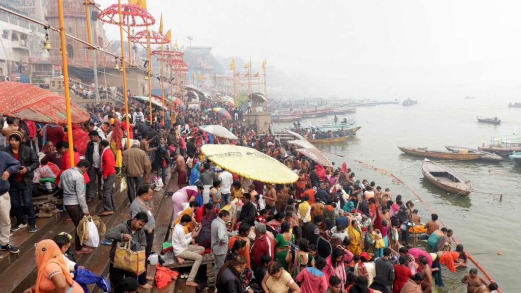 People gathered in the Gangasagar mela on Makar Sankranti 