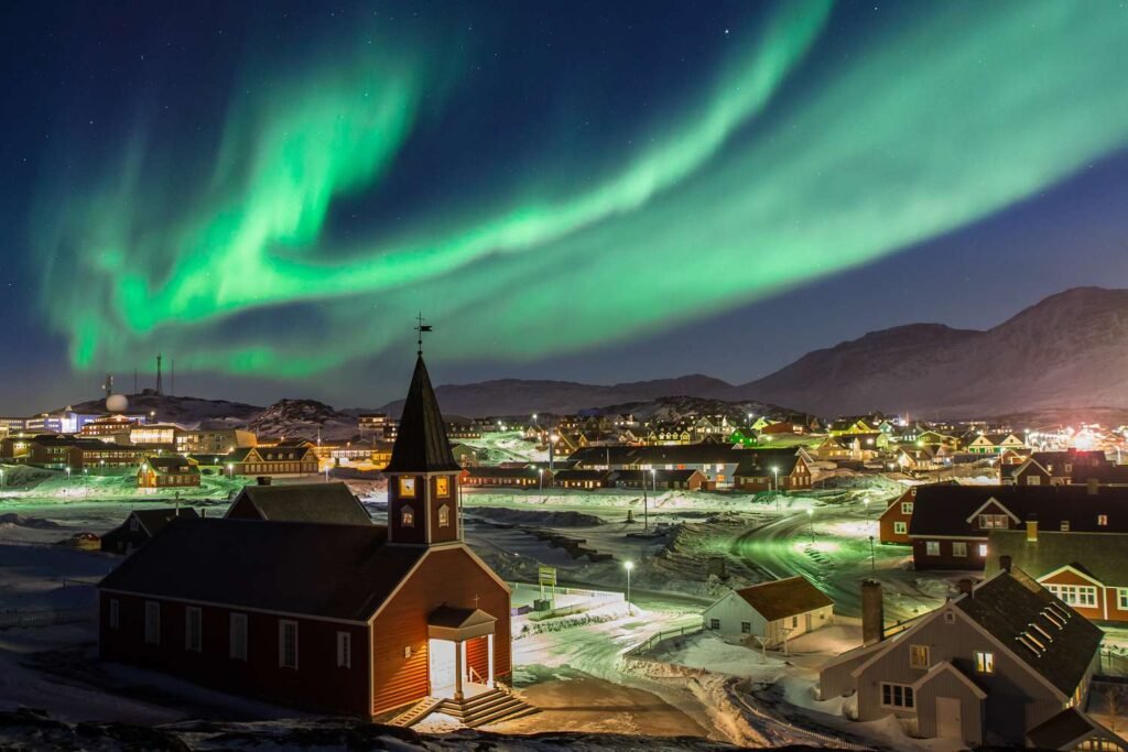 Northern lights seen from Greenland